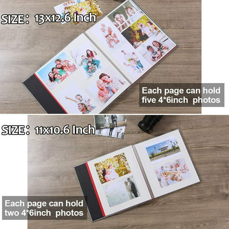 Khaki Large Self Adhesive Photo Album 13 x 12.6 Inches Magnetic Scrapbook Album 40 Magnetic Double Sided Pages Fabric Hardcover DIY Photo Album with A Metallic Pen